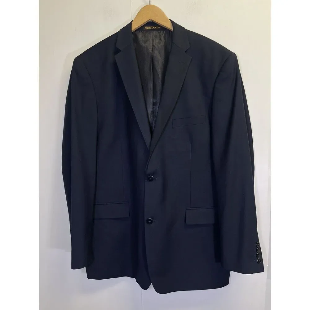 Pierre Laurant Blazer Men's 44L Navy Blue Suit Jacket Edward 2B‎ Highteck Fabric